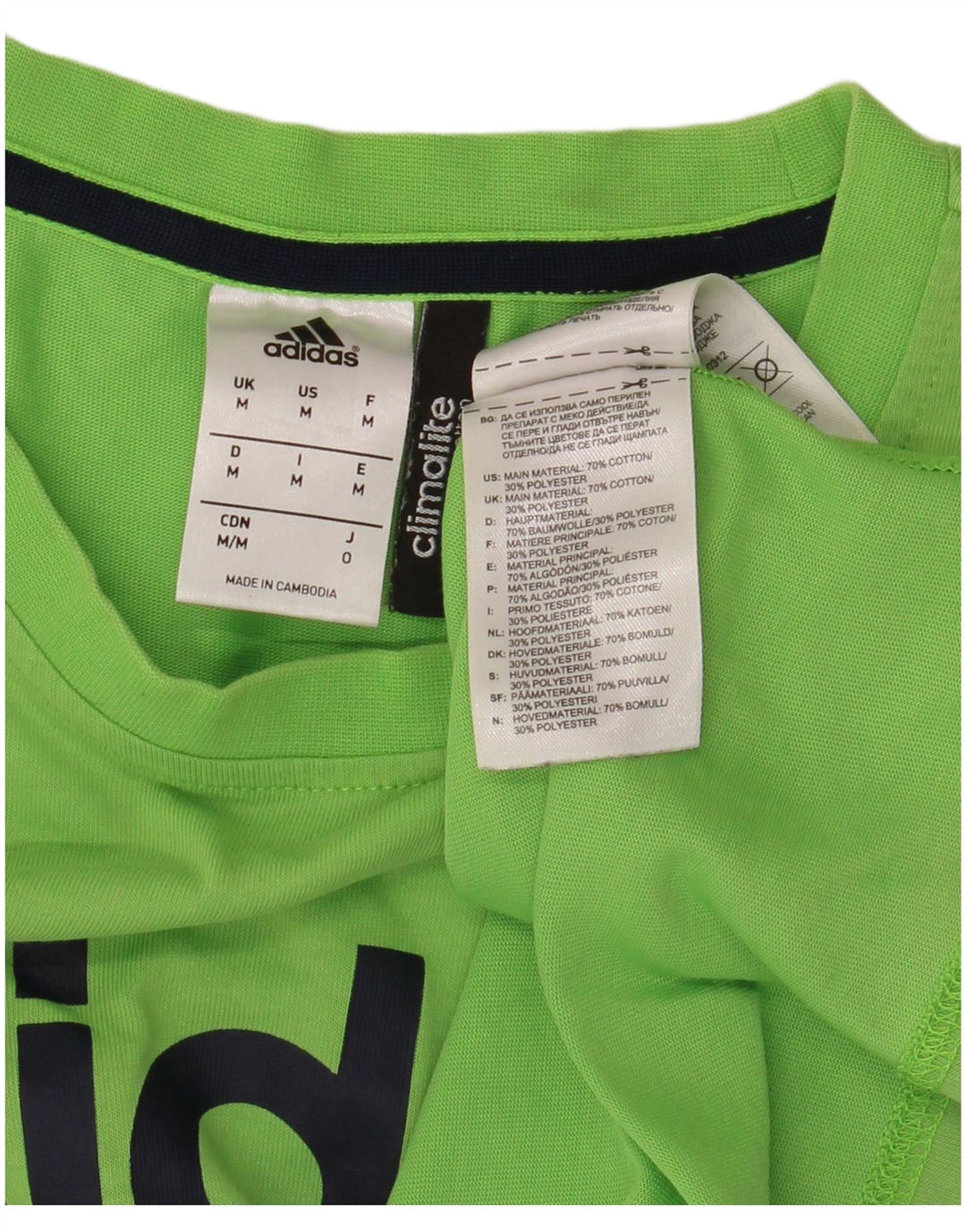 Ανδρικό γραφικό T-Shirt Climalite ADIDAS Top Μεσαίο πράσινο βαμβακερό