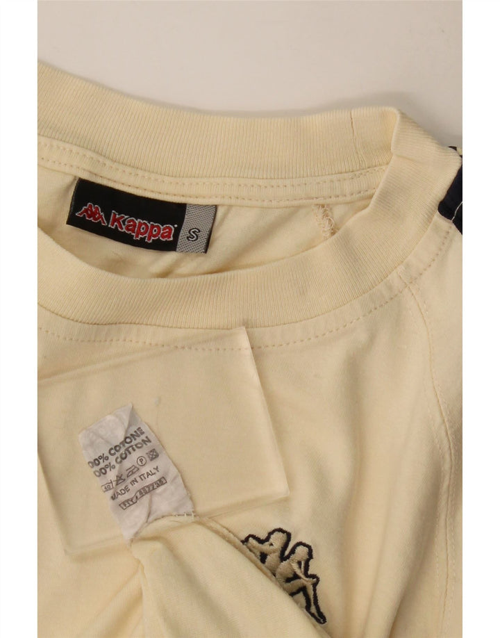 KAPPA Ανδρικό γραφικό T-Shirt Top Small Beige Colourblock Βαμβακερό