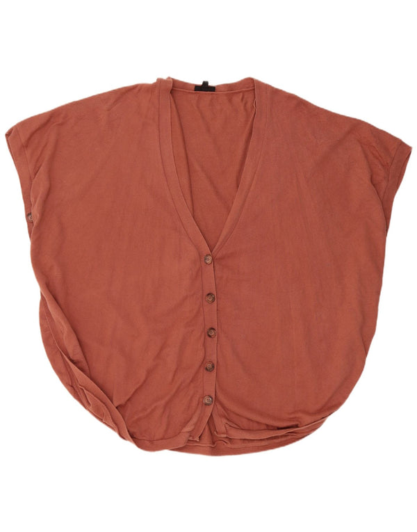 Topshop Γυναικείο Αμάνικο Poncho Cardigan πουλόβερ UK 14 μεγάλο καφέ βαμβακερό