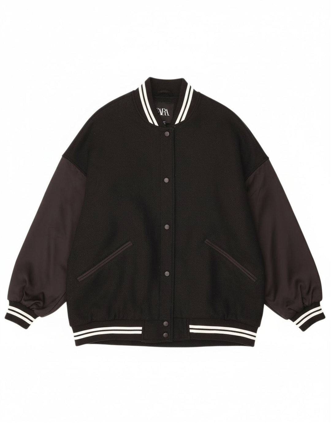 Zara Γυναικείο Μπουφάν Varsity UK 10 Small Black Colourblock