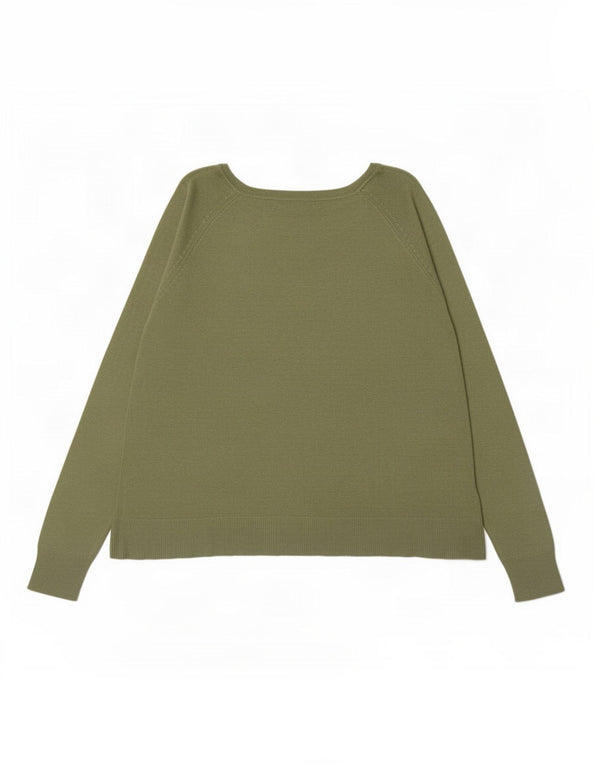 Zara Womens Loose Fit Boat Neck Jumper Sweater UK 14 Medium Green