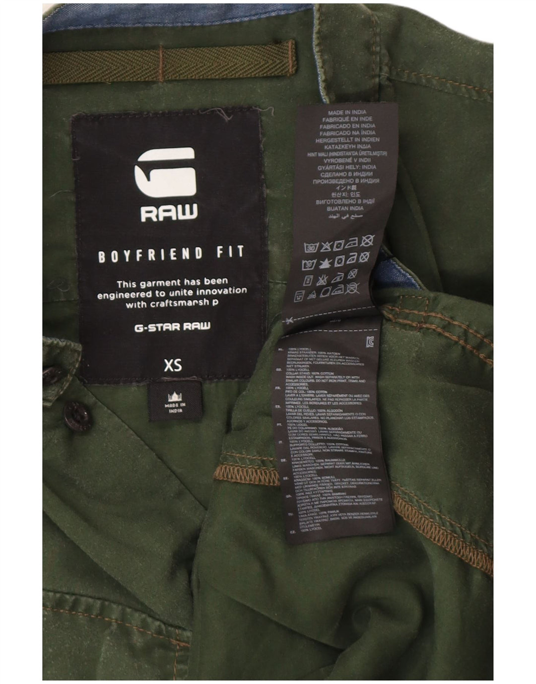 G-STAR Ανδρικό πουκάμισο Boyfriend Fit XS Πράσινο βαμβακερό