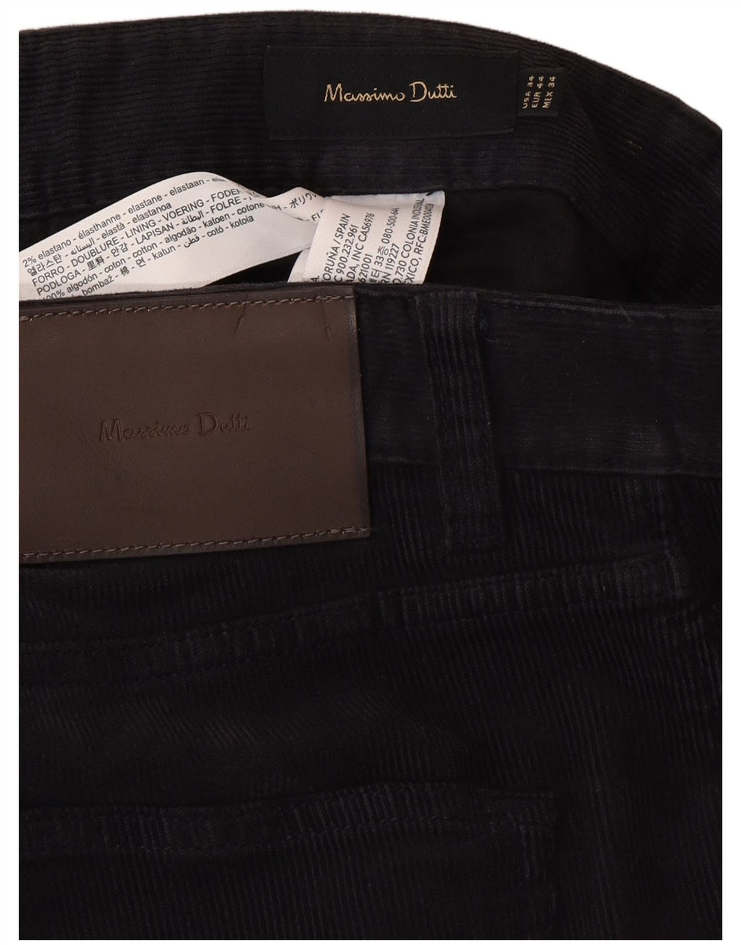 MASSIMO DUTTI Ανδρικό ίσιο κοτλέ παντελόνι EU 44 Large W36 L30 Μαύρο