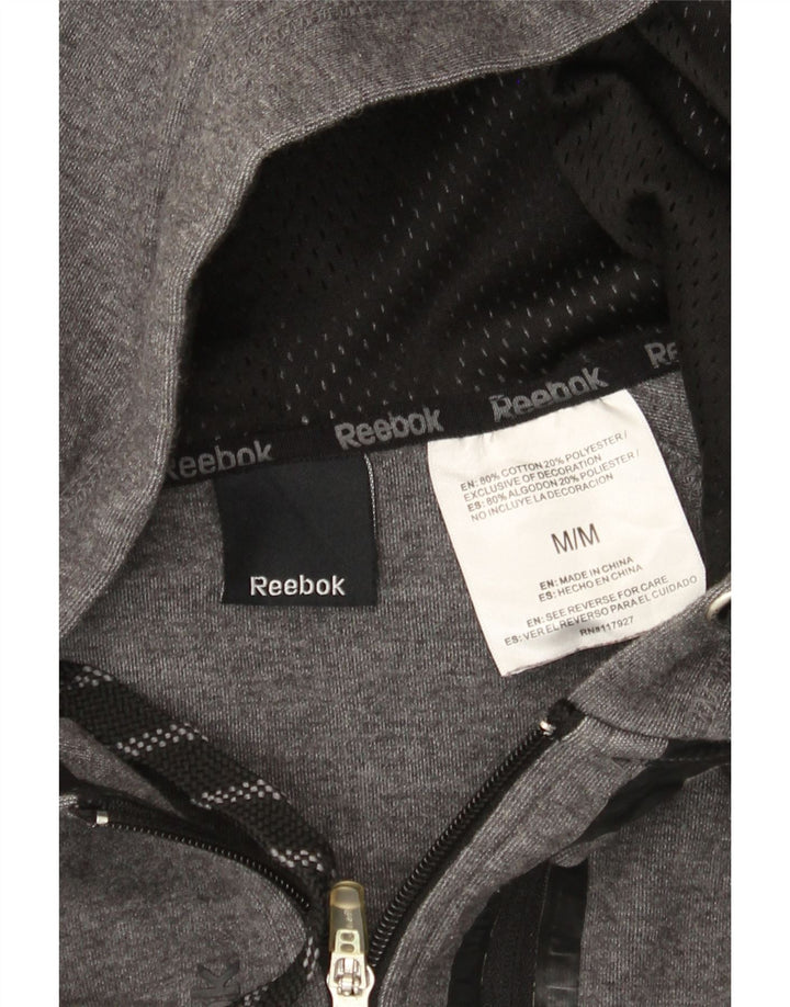 Ανδρικό πουλόβερ Reebok με φερμουάρ με κουκούλα μεσαίου γκρι βαμβακερό