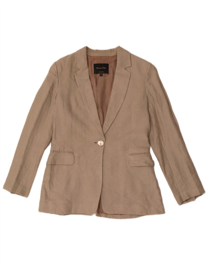 Massimo Dutti Γυναικείο σακάκι μπλέιζερ EU 38 Small Grey Len με 1 κουμπί