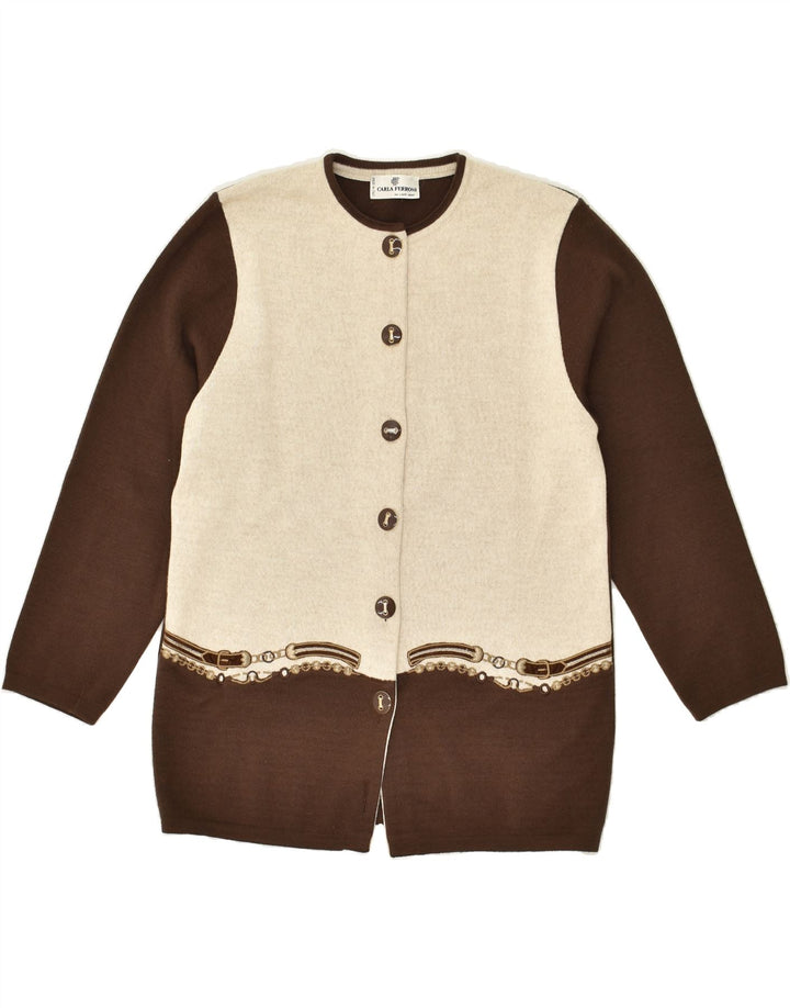 CARLA FERRONI Womens Cardigan Sweater IT 44 Medium Brown Colourblock | Vintage CARLA FERRONI | Thrift | Second-Hand CARLA FERRONI | Used Clothing | Messina Hembry 