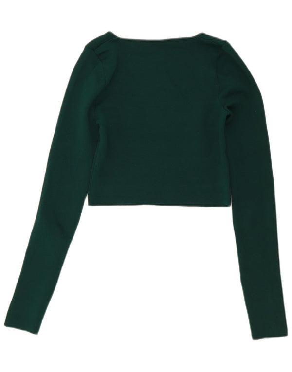 Zara Γυναικείο Crop Top Μακρυμάνικο UK 8 Small Green