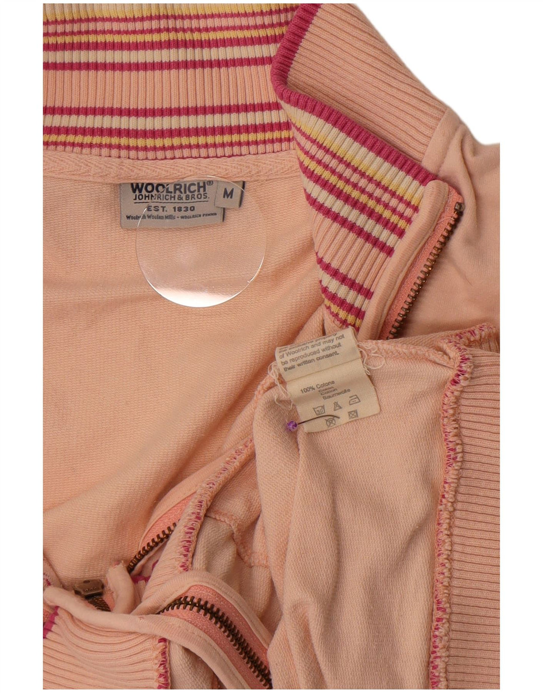 Woolrich Γυναικεία φόρμα γραφικής φόρμας Top Jacket UK 14 Medium Pink ριγέ