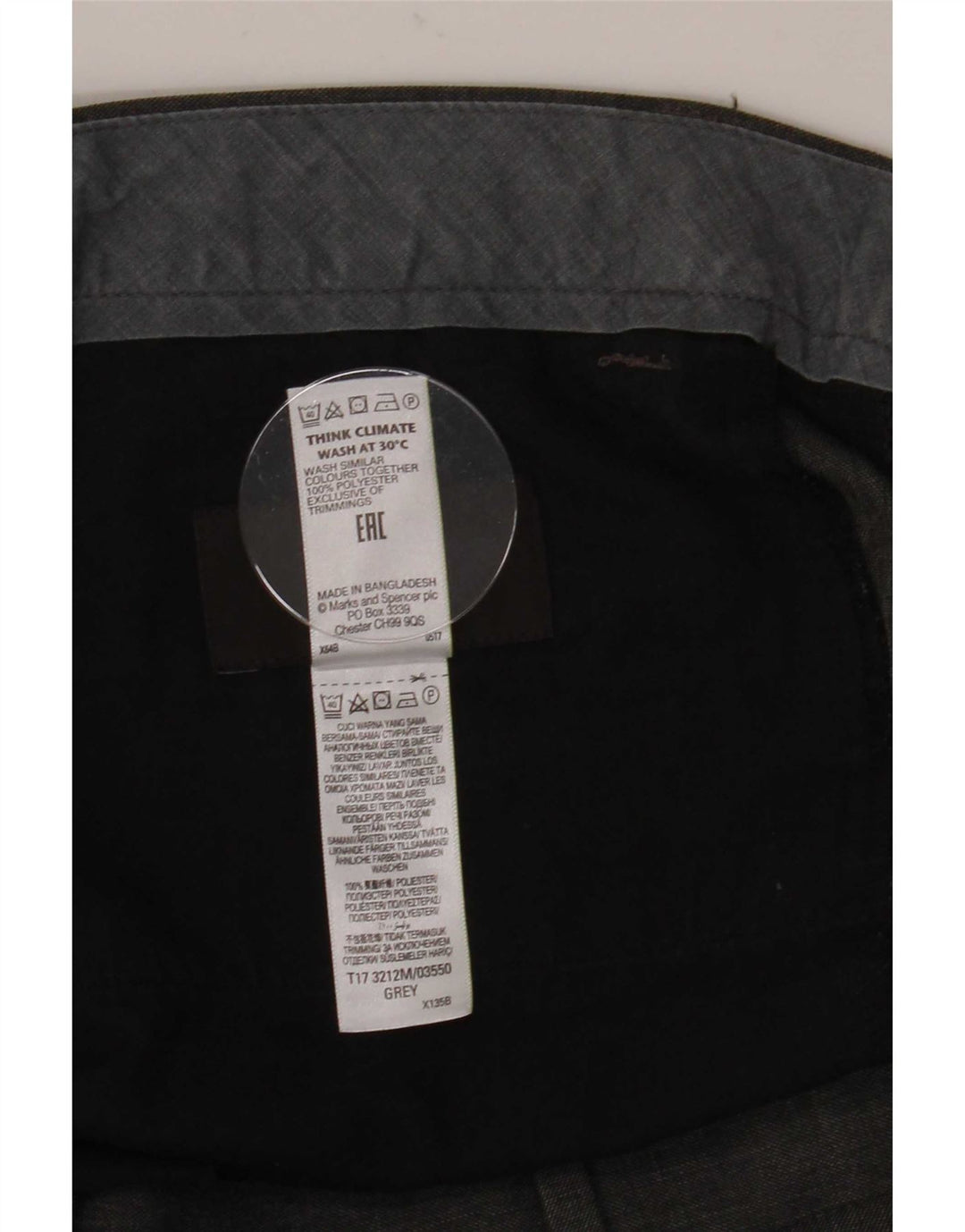 Marks & Spencer Ανδρικό κωνικό κανονικό παντελόνι W36 L31 Γκρι πολυεστέρας