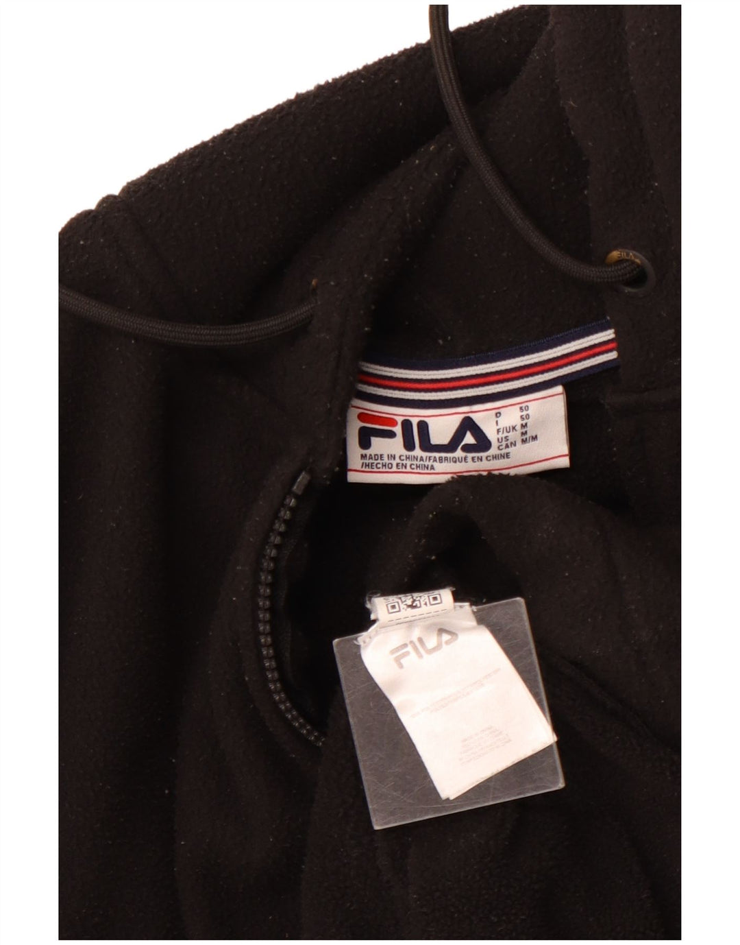 FILA Ανδρική κουκούλα με φερμουάρ με λαιμόκοψη φλις, μεσαίο μαύρο πολυεστέρα