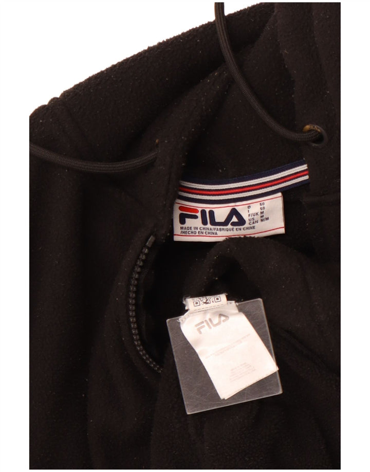 FILA Ανδρική κουκούλα με φερμουάρ με λαιμόκοψη φλις, μεσαίο μαύρο πολυεστέρα