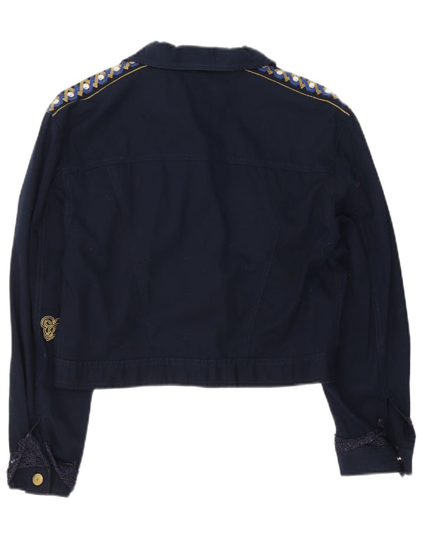 Γυναικείο Brevetti Crop Loose Fit Bomber Jacket UK 10 Small Navy Blue Cotton