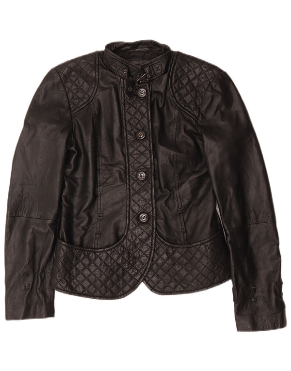 Zara Γυναικείο Δερμάτινο Μπουφάν UK 12 Medium Μαύρο