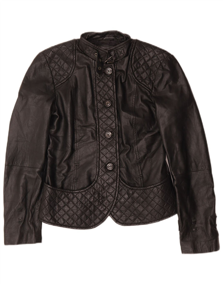 Zara Γυναικείο Δερμάτινο Μπουφάν UK 12 Medium Μαύρο