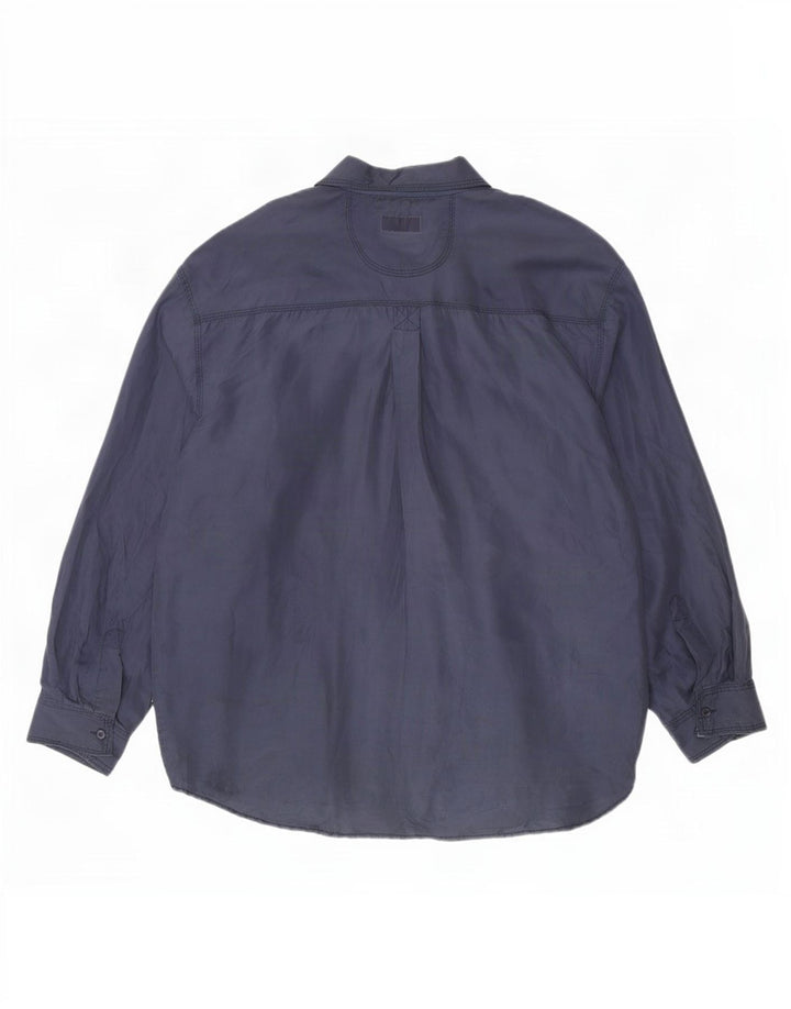 Vintage ανδρικό πουκάμισο XL Navy Blue Silk