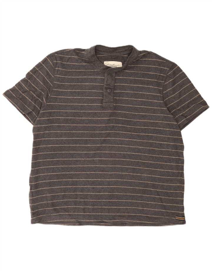 Eddie Bauer Ανδρικό πουκάμισο πόλο XL Γκρι βαμβακερό ριγέ