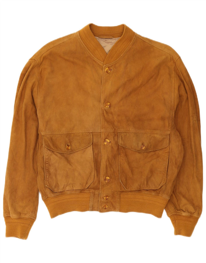 Burton Ανδρικό Suede Bomber Jacket UK 38 Medium Brown Δερμάτινο