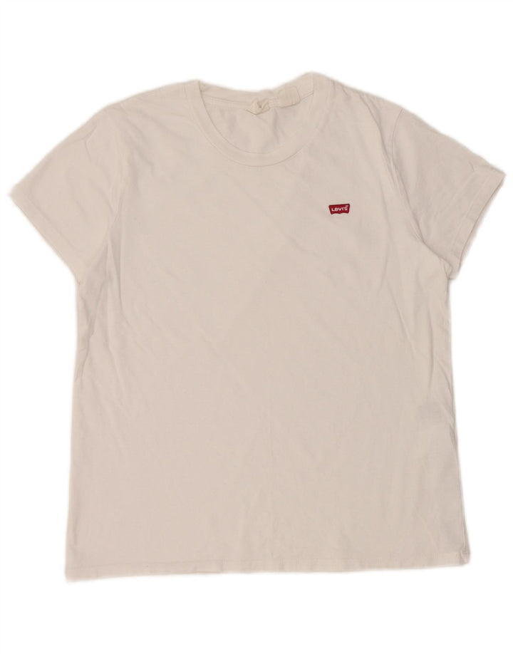Γυναικείο T-Shirt Levi's Top UK 12 μεσαίο λευκό βαμβακερό