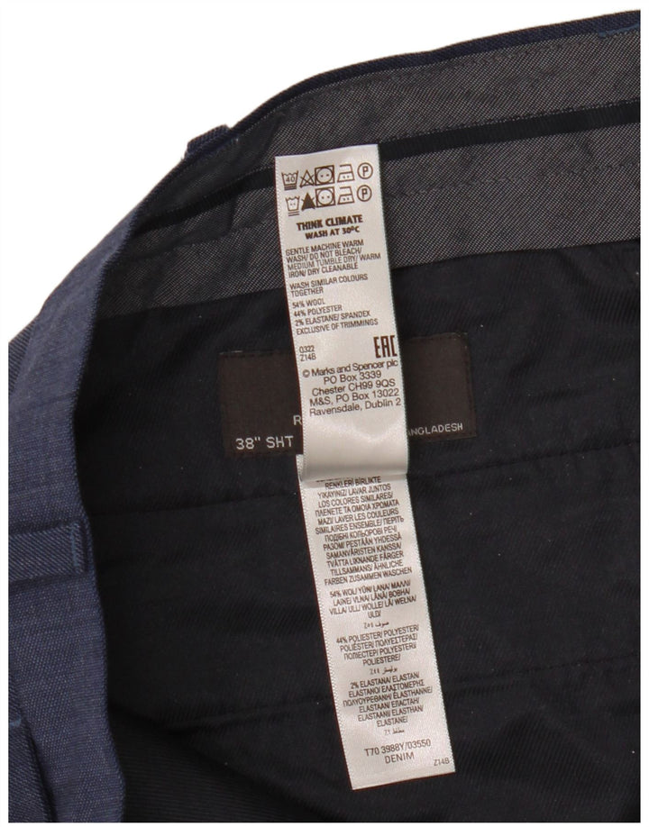 Marks & Spencer Ανδρικό παντελόνι με κανονική εφαρμογή W38 L29 Μπλε μαλλί