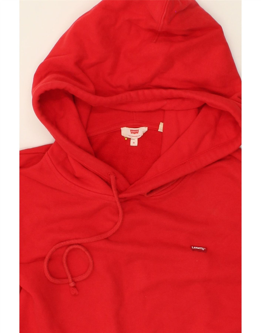 LEVI'S Womens Oversized Graphic Hoodie Jumper UK 14 Medium Red Cotton Vintage Levi's and Second-Hand Levi's from Messina Hembry 