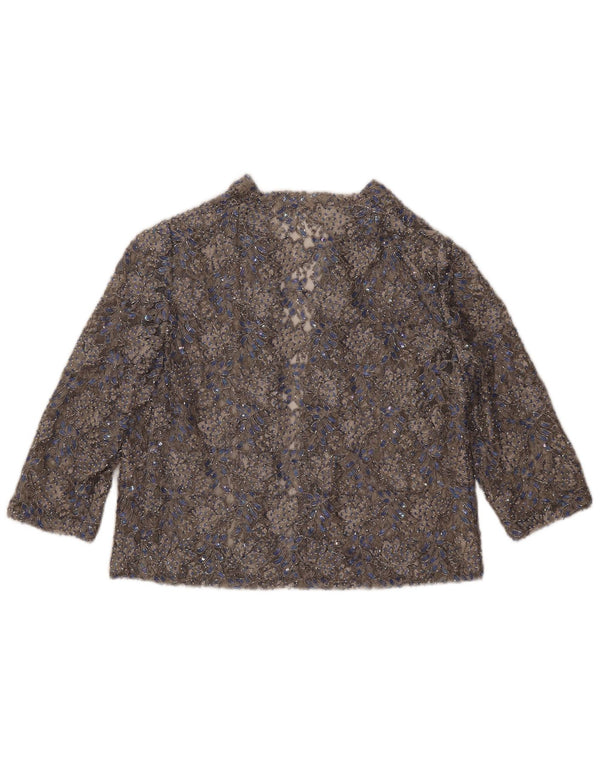 Vintage Γυναικεία Δαντελένια Ζακέτα UK 16 Medium Grey Floral