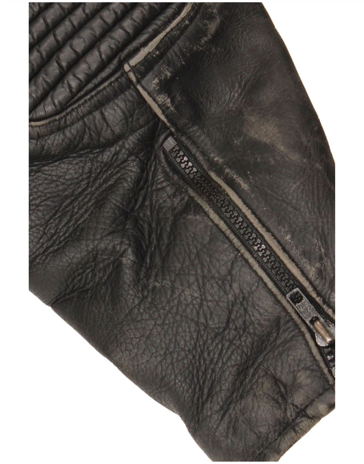 Vintage Ανδρικό Δερμάτινο Μπουφάν Biker UK 36 Small Black Biker