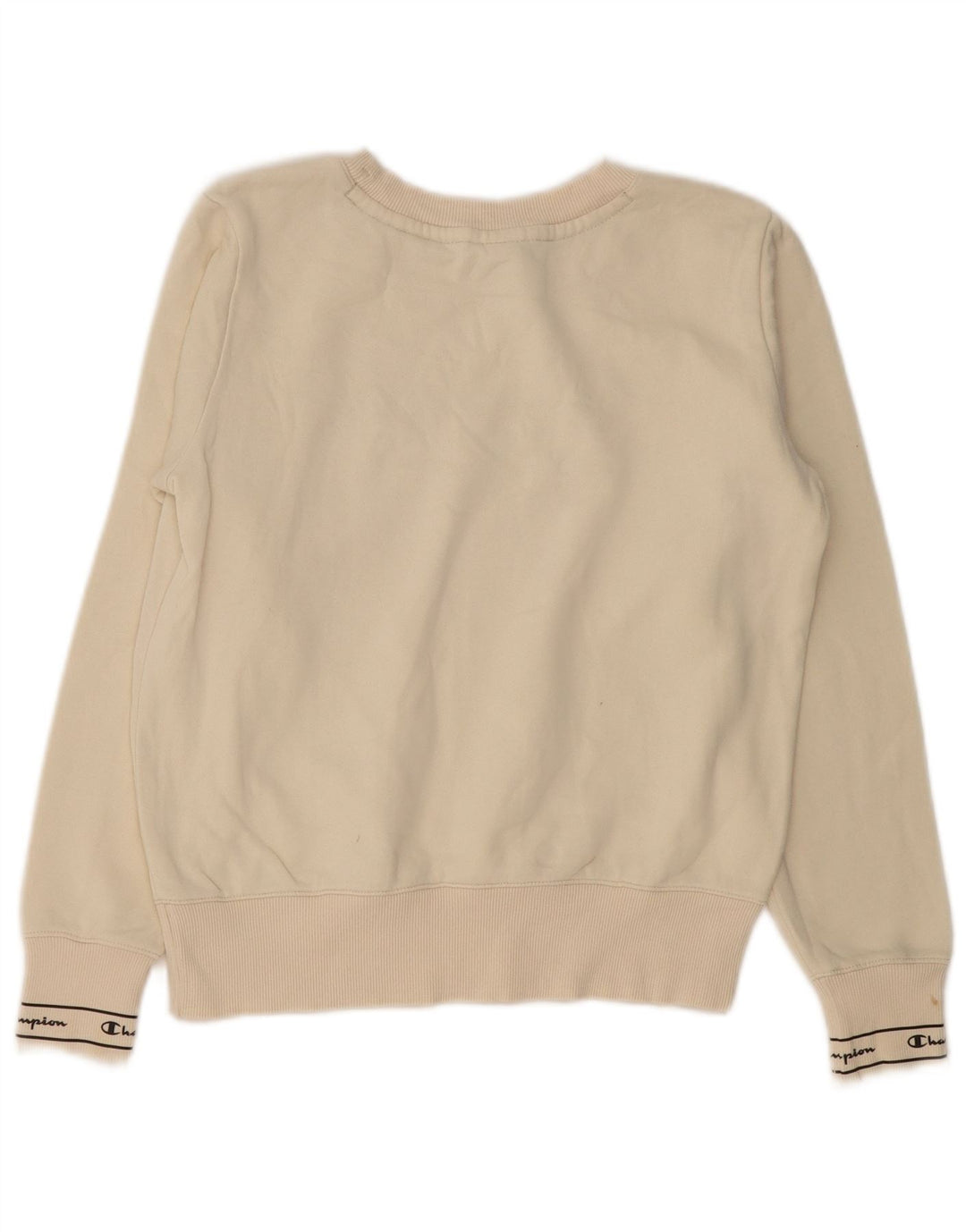 Champion Womens Graphic Oversized Φούτερ Jumper UK 10 Small Off White