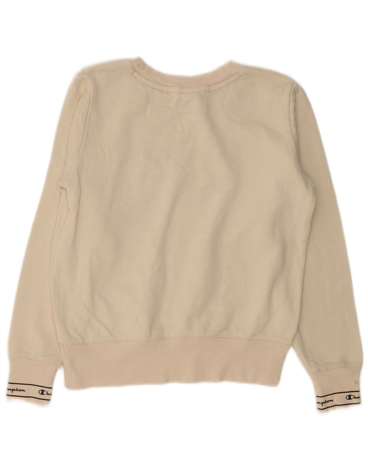 Champion Womens Graphic Oversized Φούτερ Jumper UK 10 Small Off White