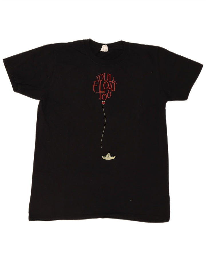 Vintage Ανδρικό κανονικό γραφικό T-Shirt Top Μεσαίο μαύρο βαμβακερό