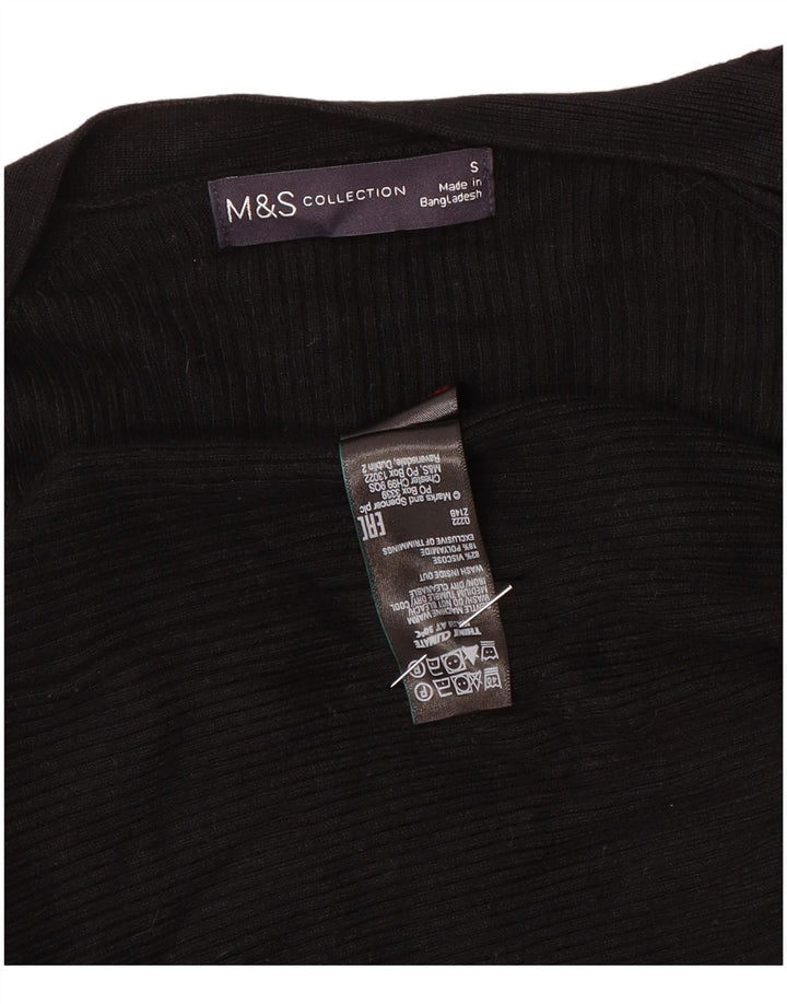 Marks & Spencer Γυναικείο ανοιχτό πουλόβερ ζακέτα UK 10 Small Black Viscose