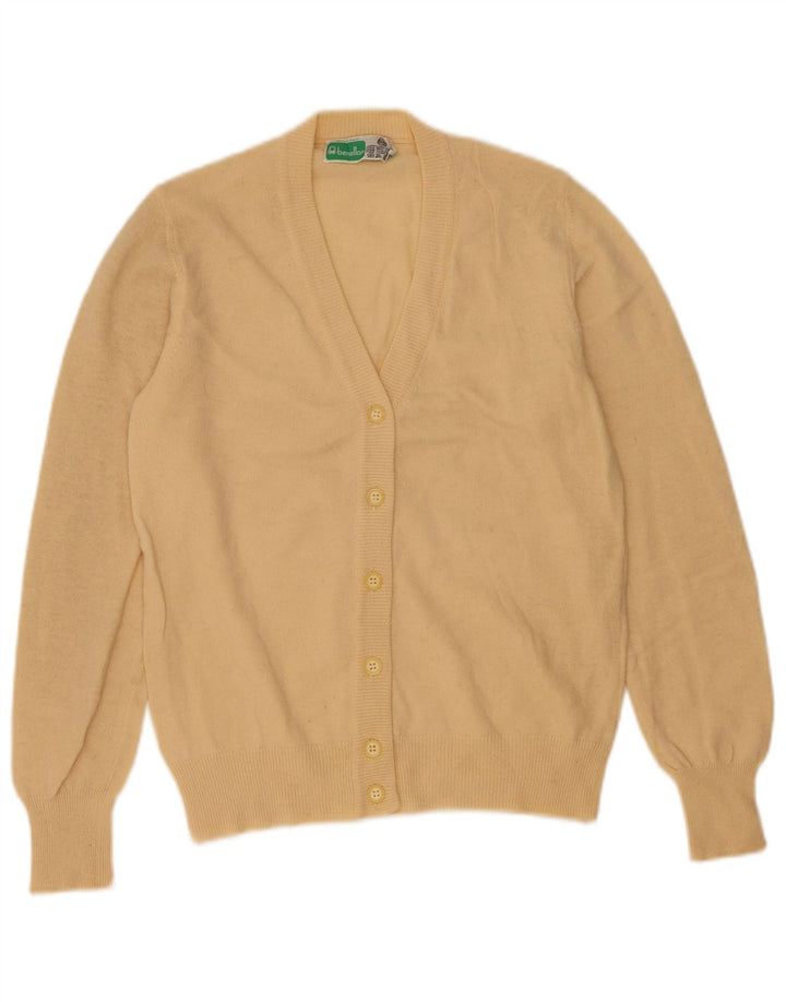 Γυναικείο πουλόβερ Benetton Ζακέτα IT 46 Large Yellow Wool