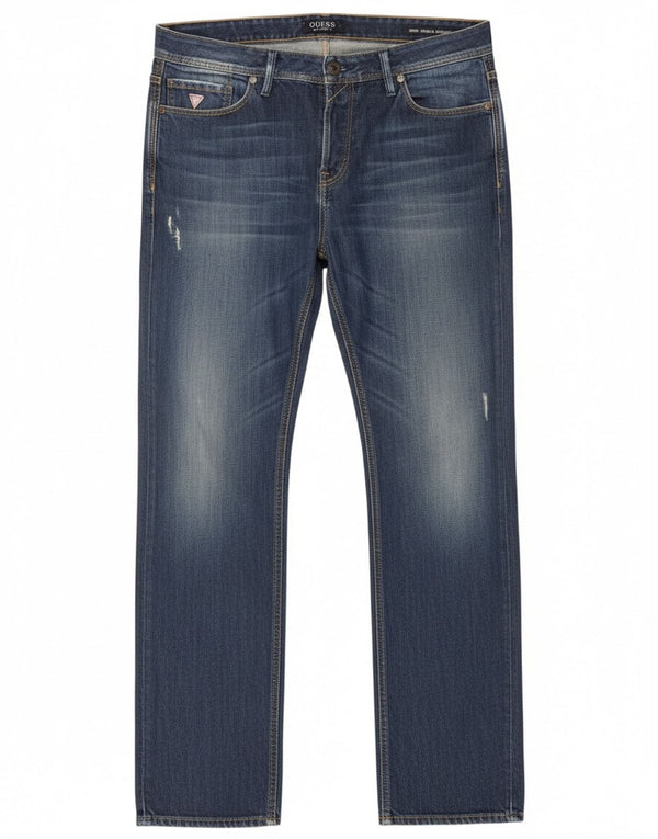 Guess Mens Rebel Regular Straight Jeans W34 L34 Blue