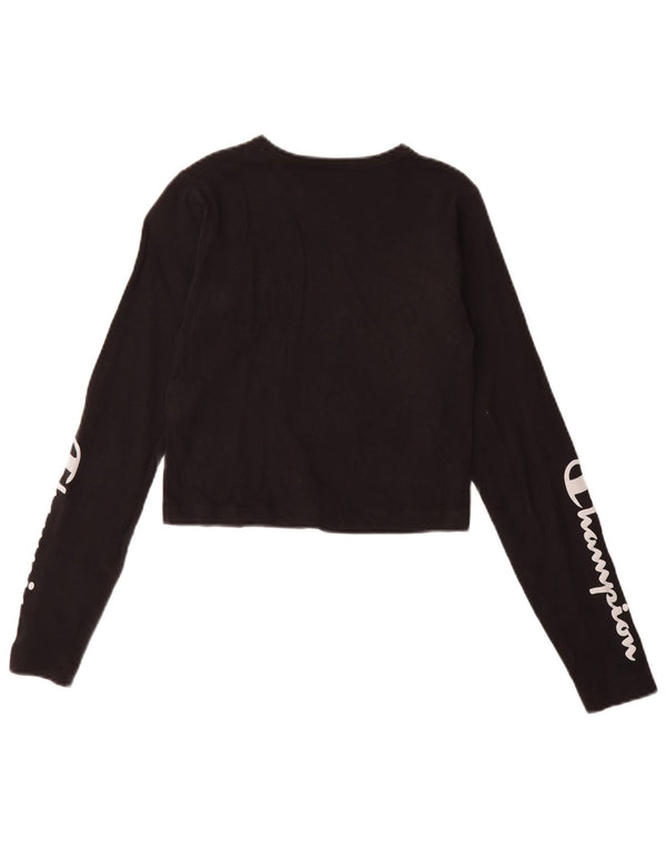 Champion Girls Crop Graphic Top Μακρυμάνικο 5-6 ετών XS Μαύρο βαμβακερό