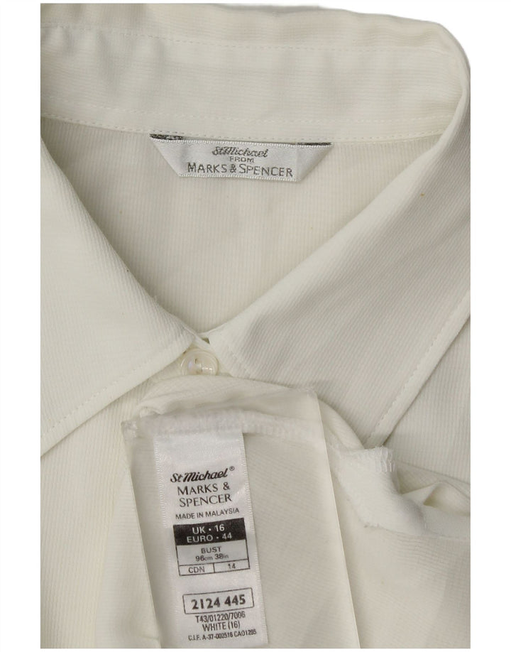 Marks & Spencer Γυναικείο αμάνικο πουκάμισο μπλούζα UK 16 μεγάλο λευκό πολυεστέρα