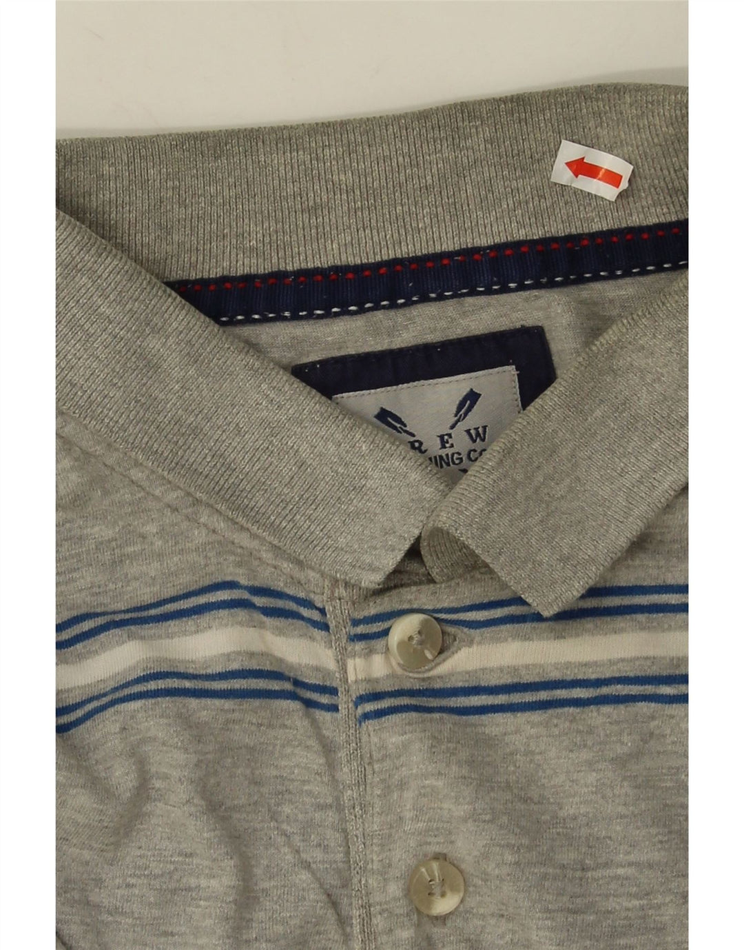 Crew Clothing Ανδρικό πουκάμισο πόλο με μεσαίο γκρι βαμβακερό ριγέ