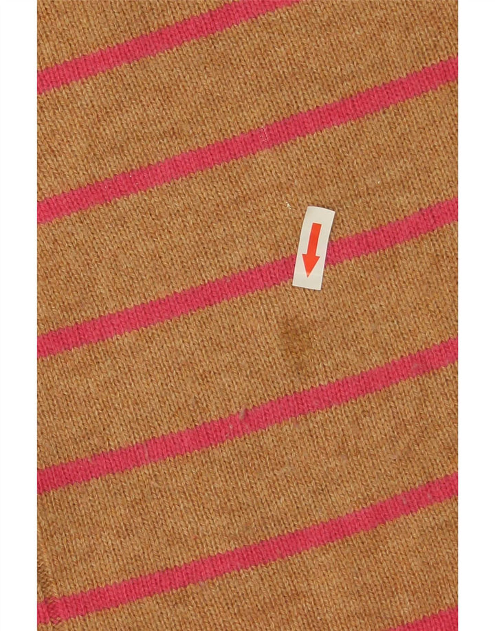 Marks & Spencer Γυναικείο πουλόβερ με λαιμόκοψη UK 8 Small Beige ριγέ