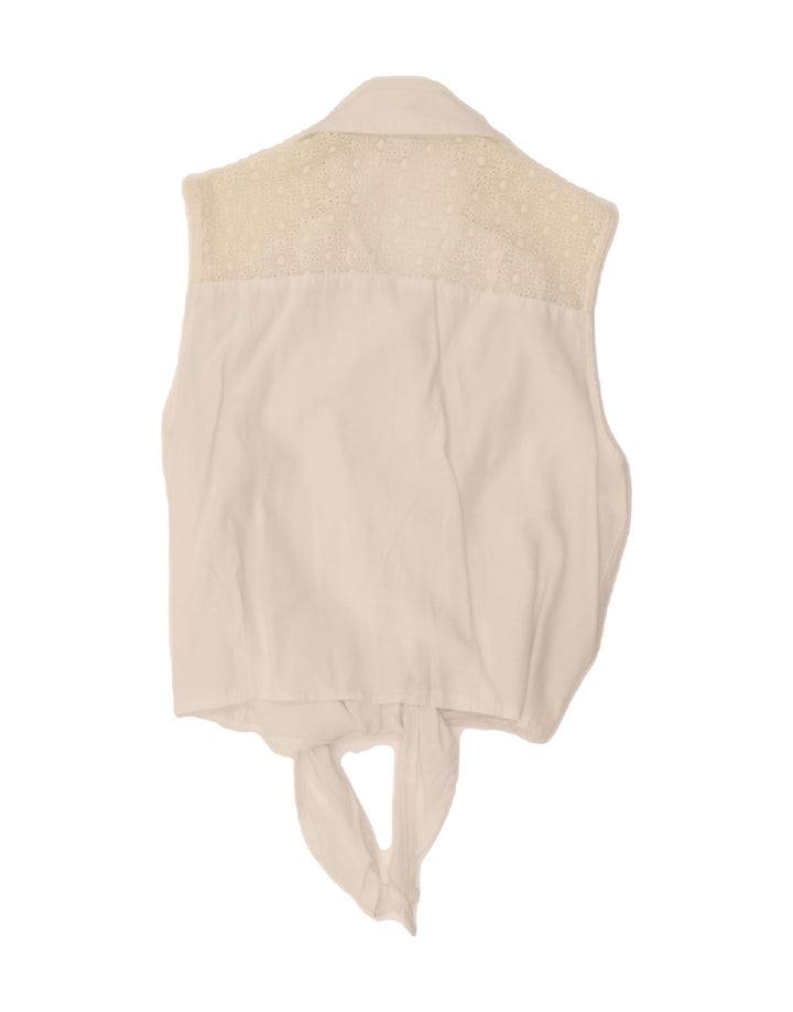 VINTAGE Womens Sleeveless Blouse Top EU 38/40 Medium White Viscose Vintage Vintage and Second-Hand Vintage from Messina Hembry 