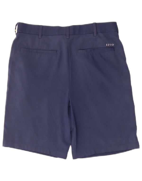 Izod Mens Straight Fit Chino Shorts W32 Medium Navy Blue Polyester