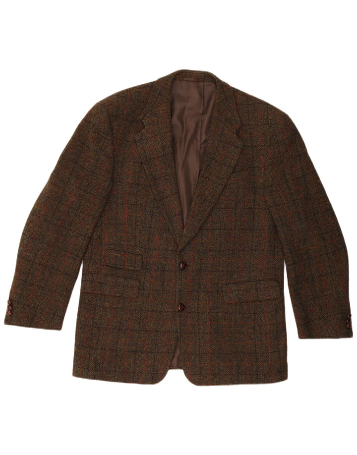 Ανδρικό μπουφάν HARRIS TWEED 2 κουμπιά σακάκι IT 54 2XL Brown Check New Wool