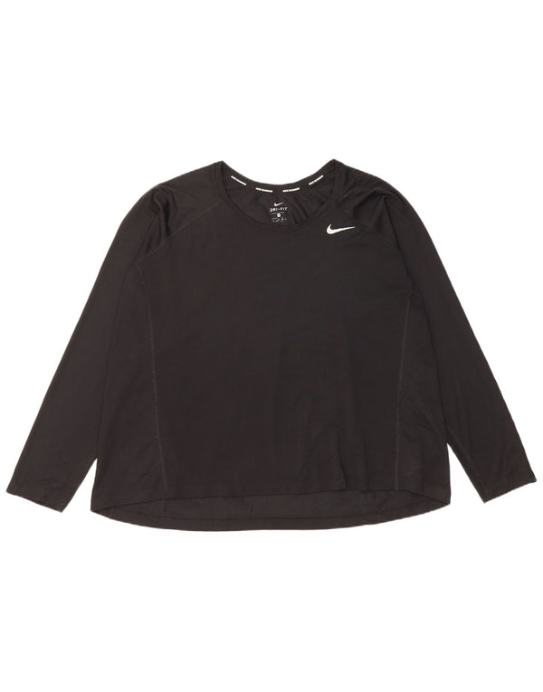 Nike Womens Dri Fit Μακρυμάνικο UK 22 3XL Μαύρο Πολυεστέρας