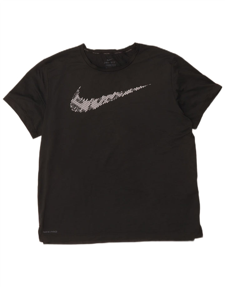 Ανδρικό μπλουζάκι Nike Dri Fit Standard Fit, γραφικό μπλουζάκι, μεγάλο μαύρο πολυεστέρα