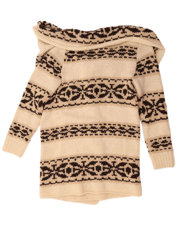 Parosh Γυναικεία Ζακέτα Longline UK 14 Medium Off White Fair Isle