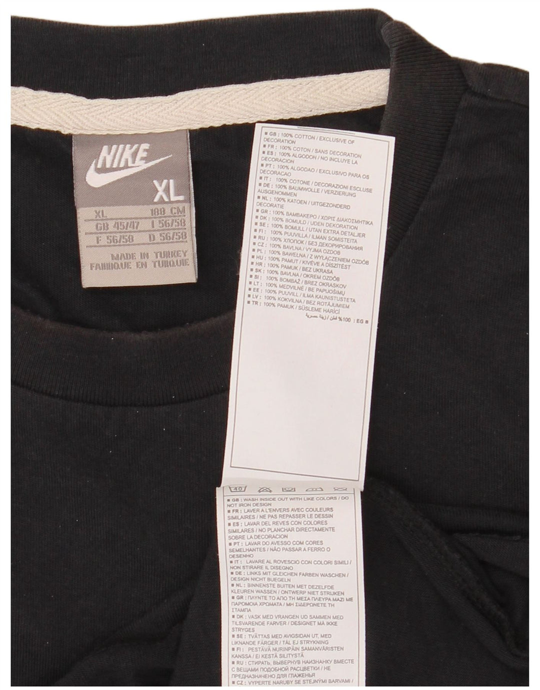 Ανδρικό γραφικό μπλουζάκι NIKE τοπ UK 45/47 XL μαύρο βαμβακερό