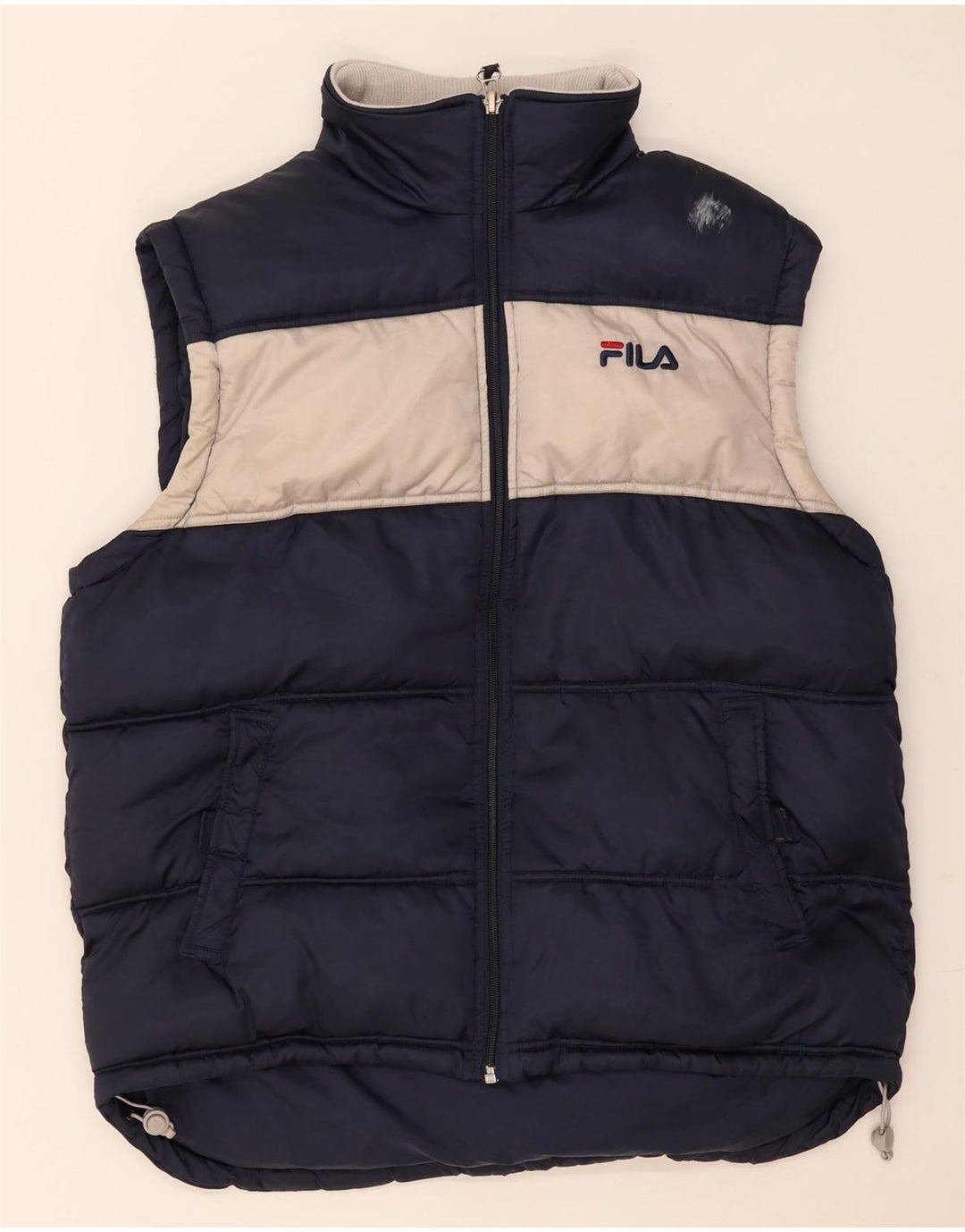 Fila Ανδρικό padded Gilet UK 38 Medium Navy Blue Colorblock Πολυαμίδιο