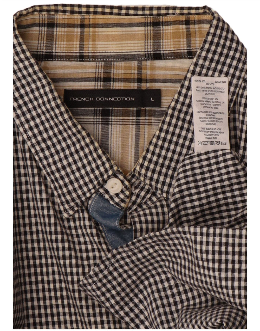 ΓΑΛΛΙΚΗ ΣΥΝΔΕΣΗ Ανδρικό πουκάμισο μεγάλο μαύρο βαμβακερό Gingham