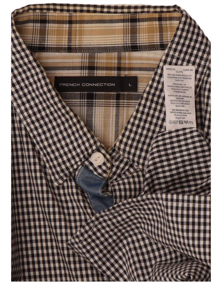 ΓΑΛΛΙΚΗ ΣΥΝΔΕΣΗ Ανδρικό πουκάμισο μεγάλο μαύρο βαμβακερό Gingham