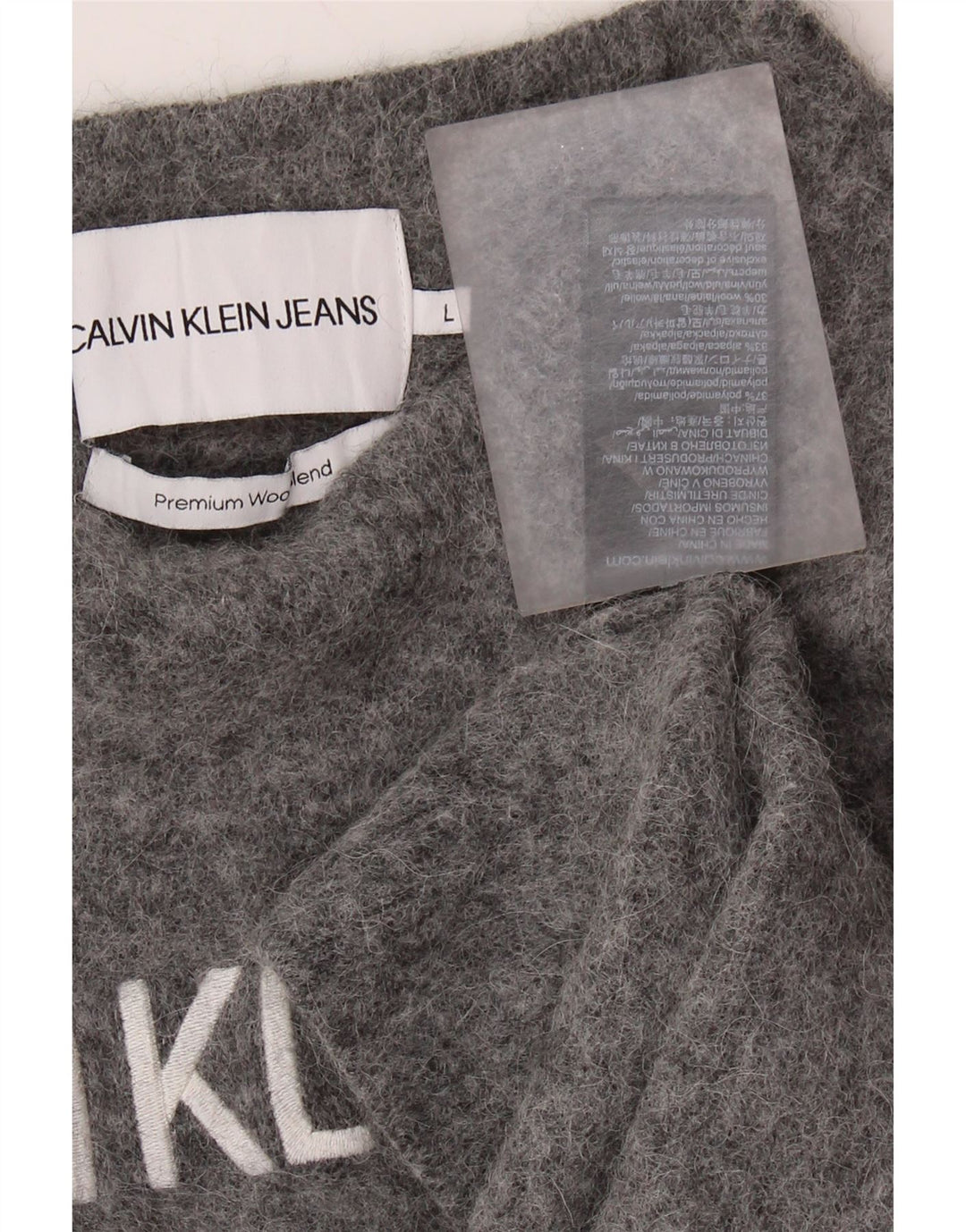 Calvin Klein Girls Crew Neck Jumper πουλόβερ 9-10 ετών Μεγάλο Γκρι Πολυαμίδιο