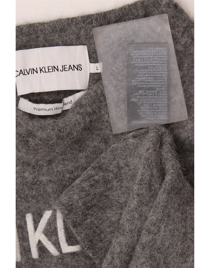 Calvin Klein Girls Crew Neck Jumper πουλόβερ 9-10 ετών Μεγάλο Γκρι Πολυαμίδιο
