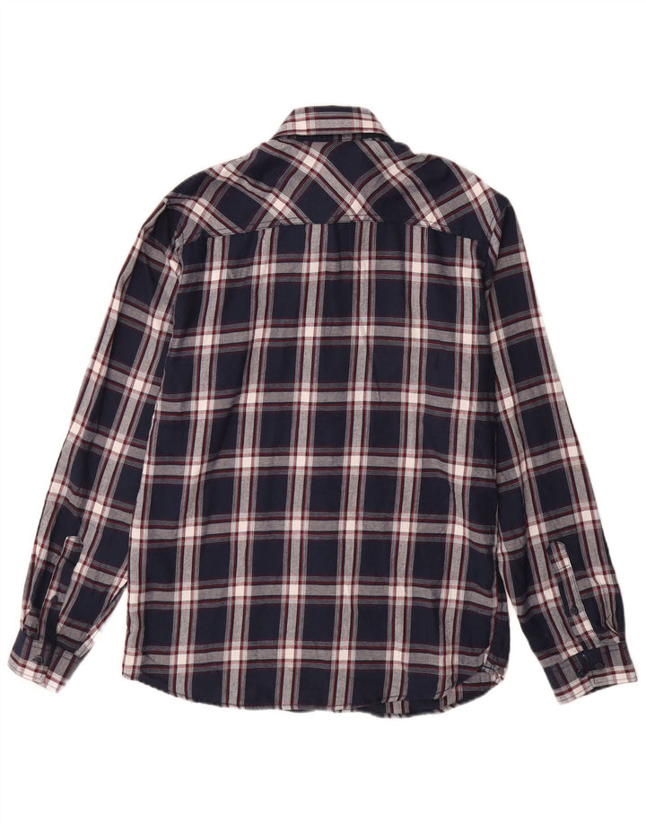 Ανδρικό φανελένιο πουκάμισο Jack & Jones με μεσαίο μπλε ναυτικό καρό βαμβακερό