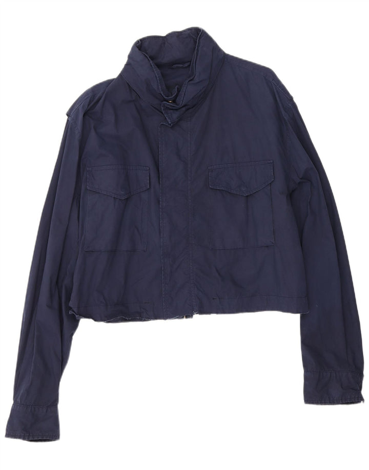 Marina Yachting Womens Crop Oversized Bomber Jacket IT 50 XL Navy Blue